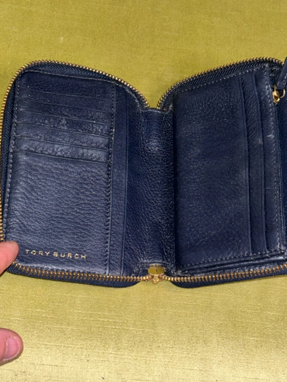 Tory Burch Women's Wallet Blue Leather Zip
